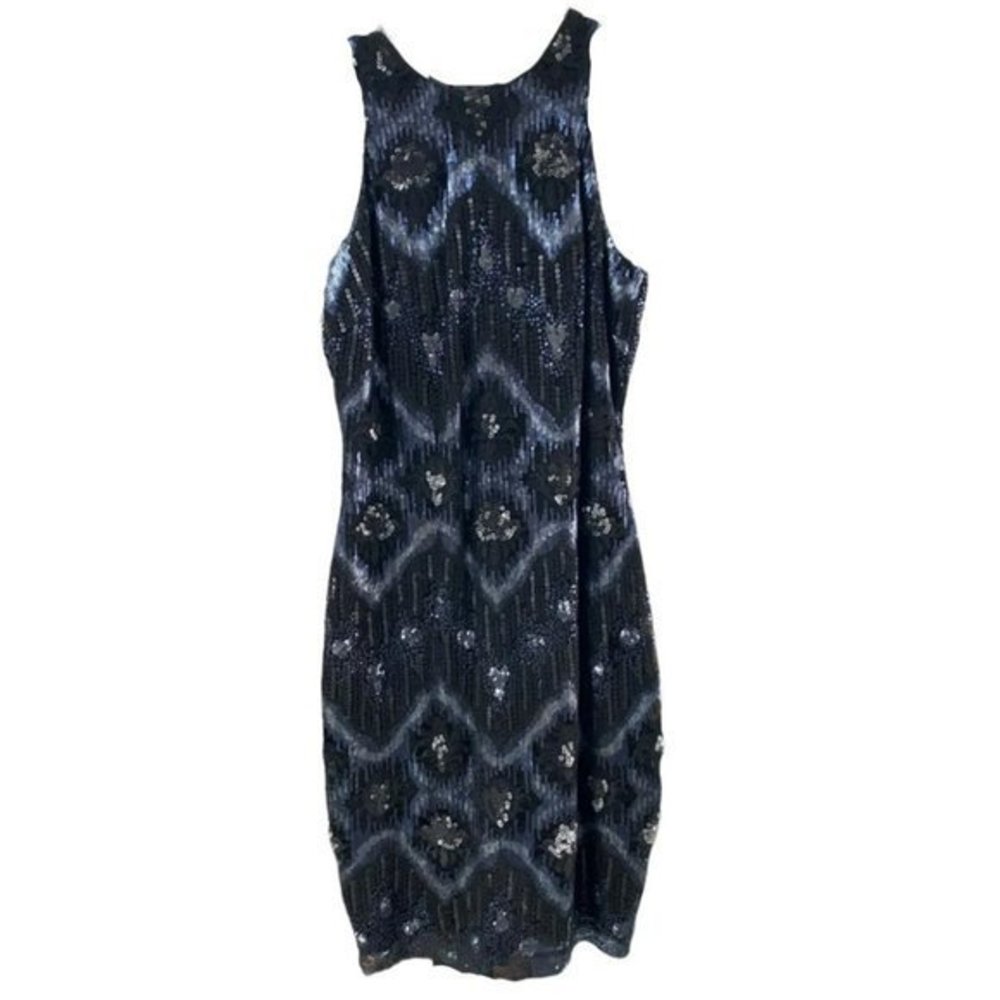 Cache Blue Shimmer Sleeveless Dress